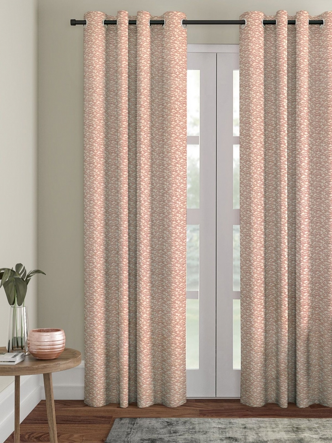 

Myntra Elegant Homes Beige Geometric Room Darkening Door Curtain