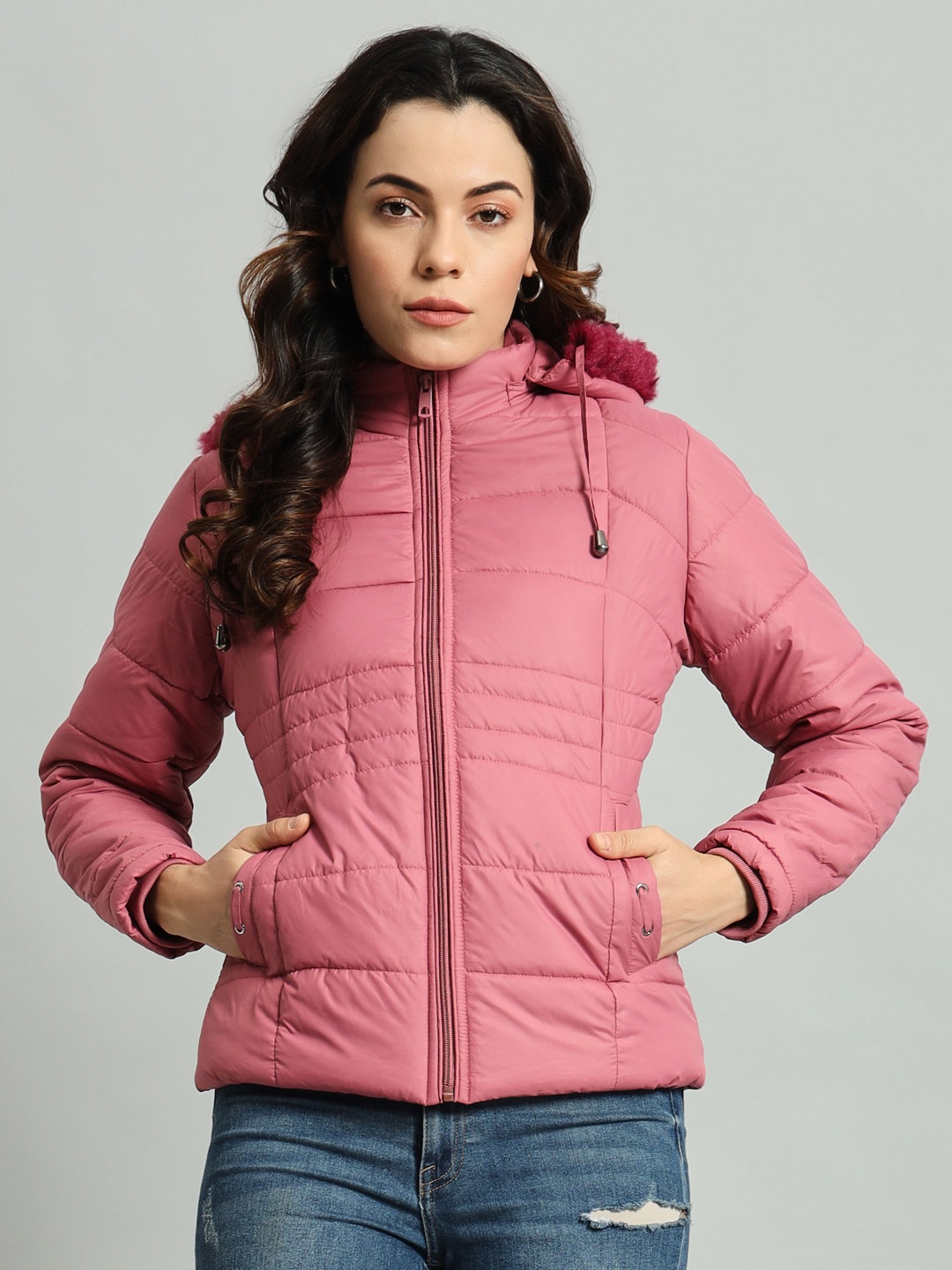 

AR-FIT Women Polyester Water Resistant Padded Jacket, Peach