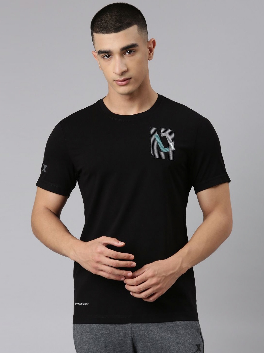 

Xtep Men Typography Printed Round Neck T-shirt, Black