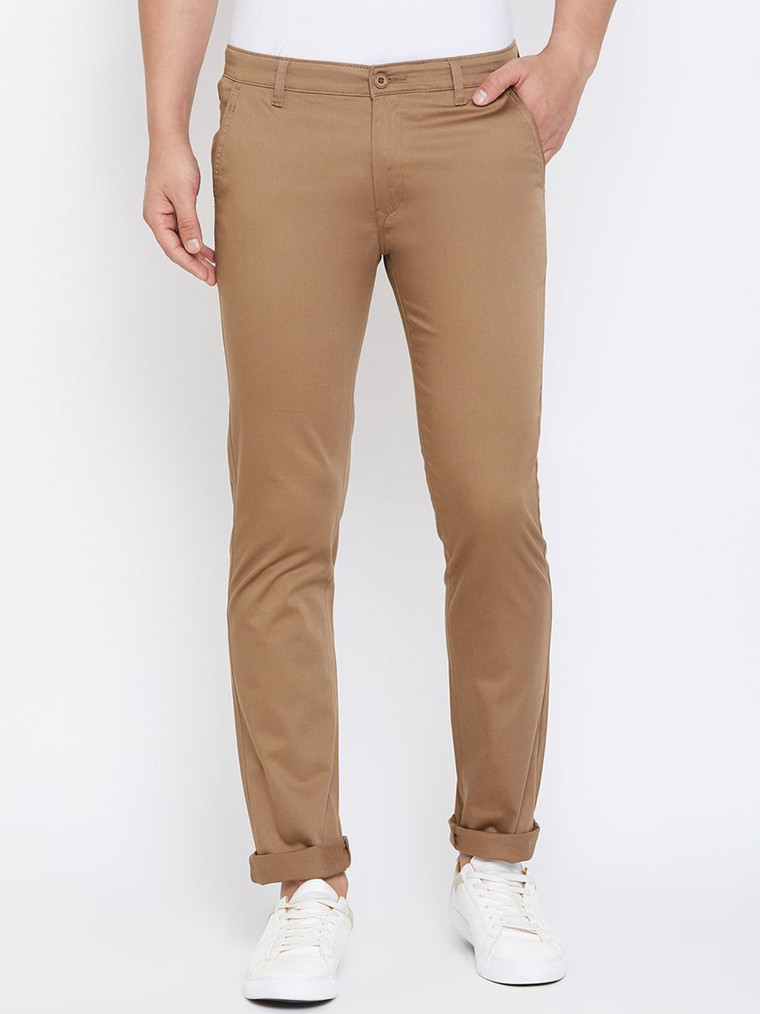 

American Archer Men Smart Slim Fit Wrinkle Free Chinos Trousers, Tan