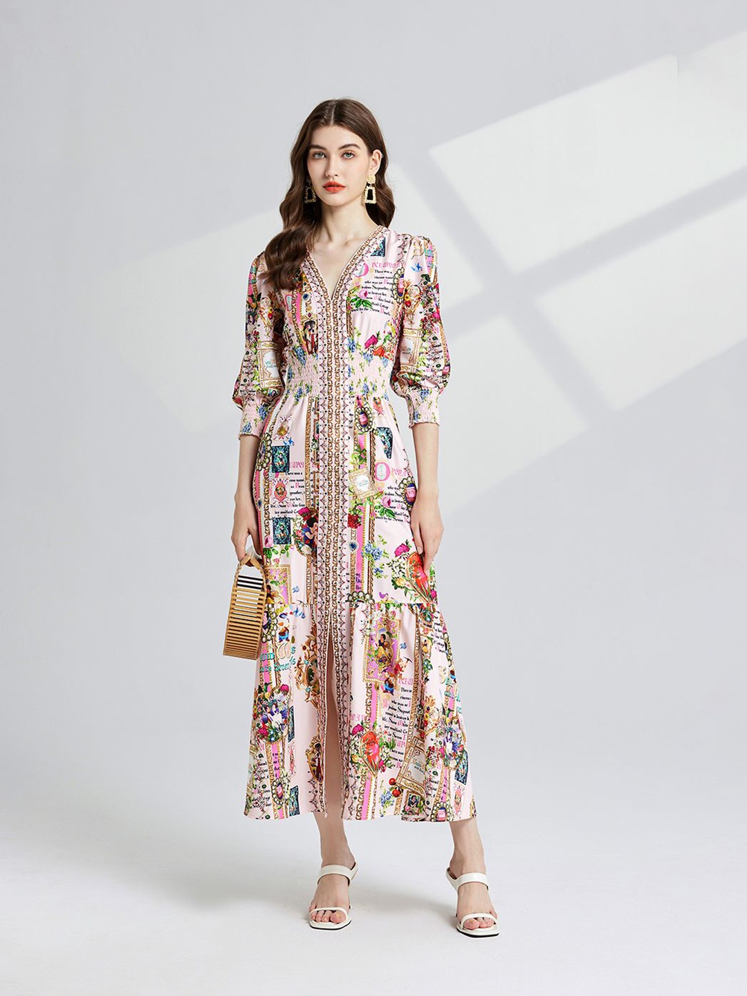 

JC Collection Women Ethnic Motifs Print Maxi Dress, Pink