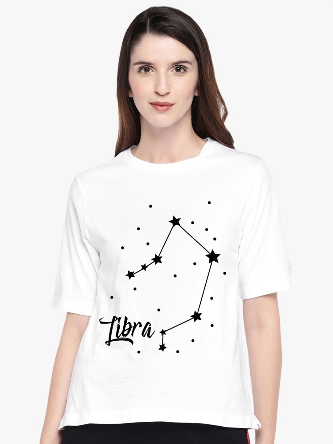 

First Row Women Graphic Printed Round Neck Cotton T-shirt, White