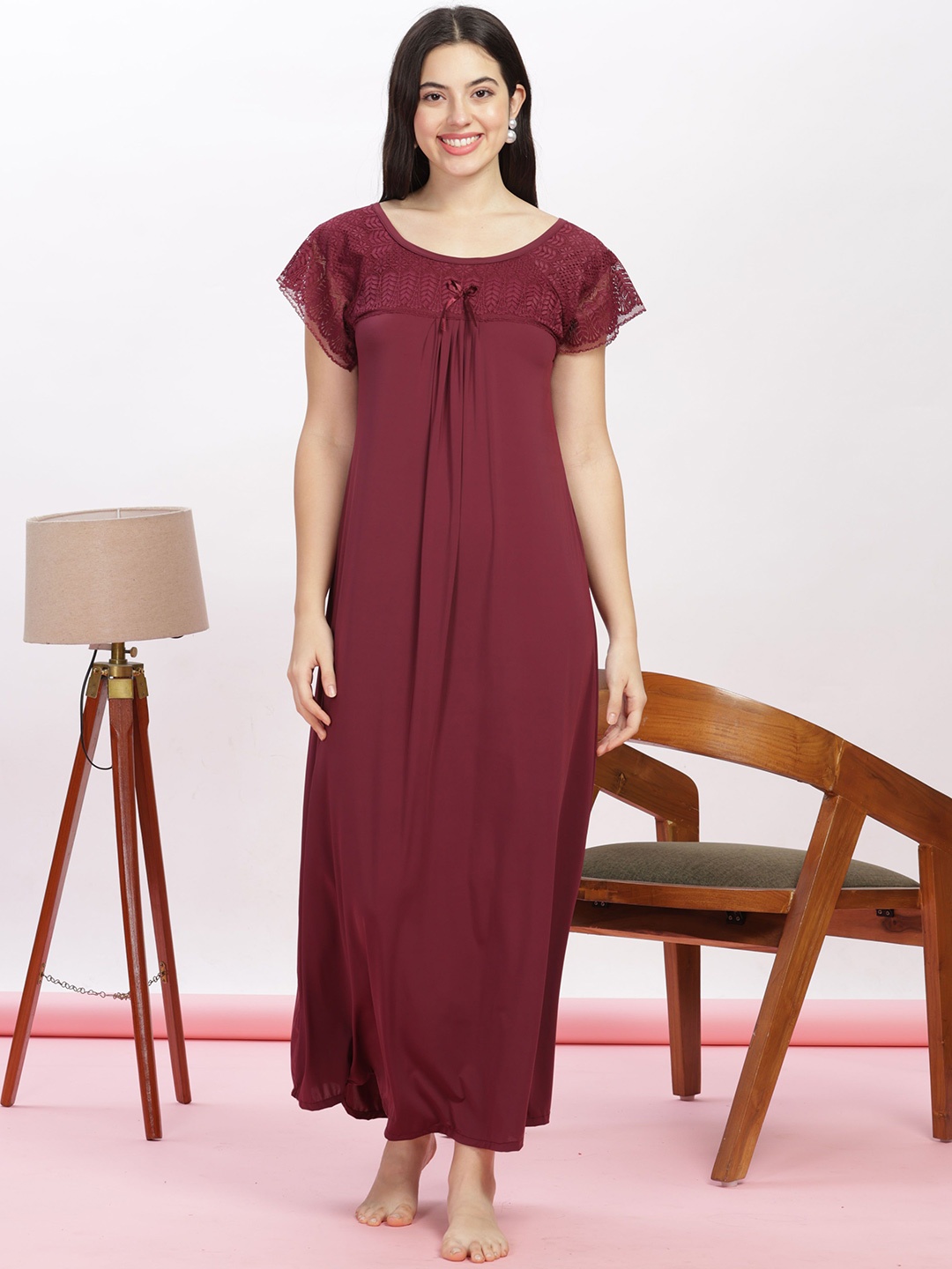 

9shines Label Women's Maxi Casual Everyday Nightdress, Maroon