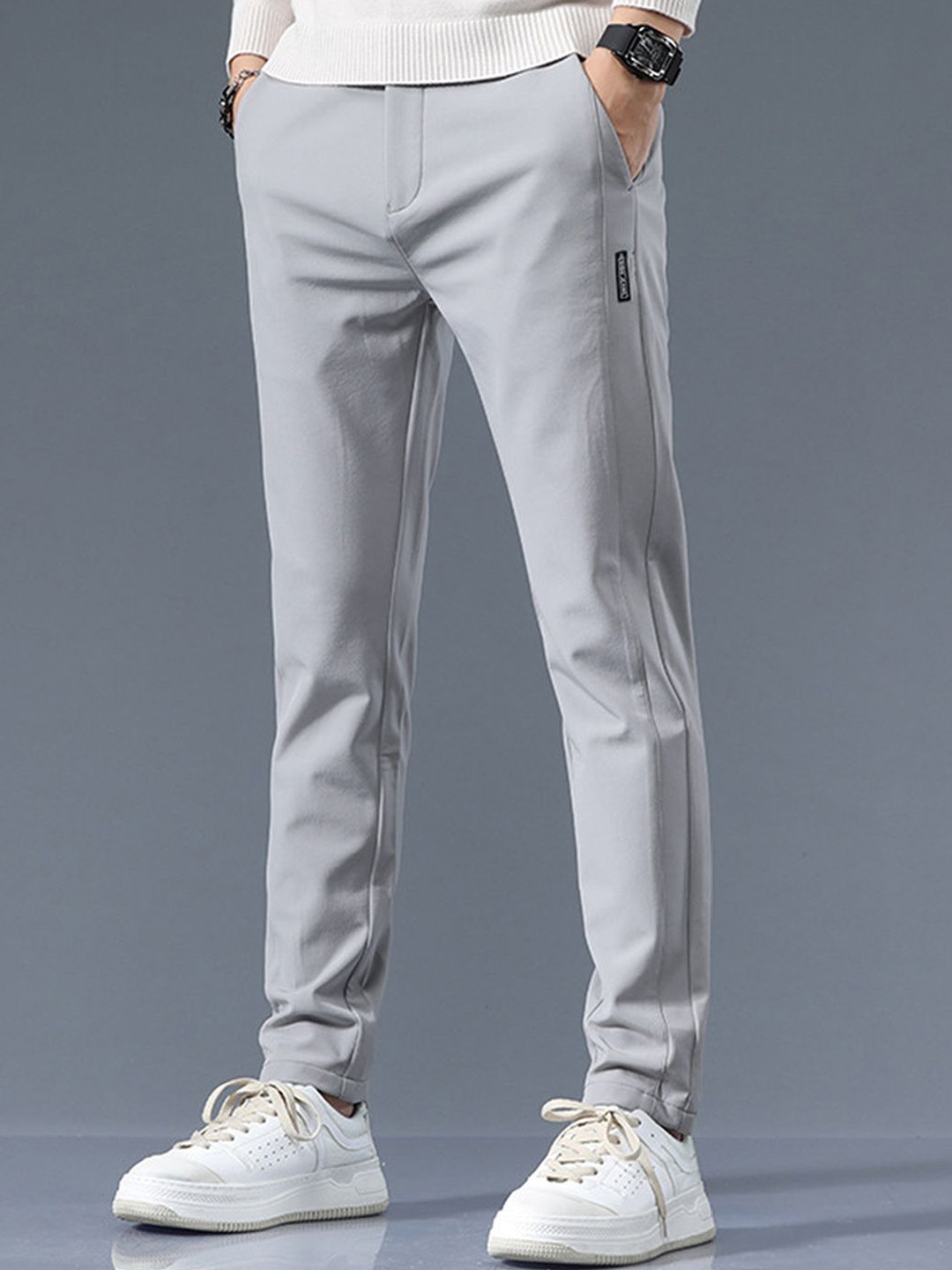 

StyleCast x Revolte Men Loose Fit Chinos Trousers, Grey