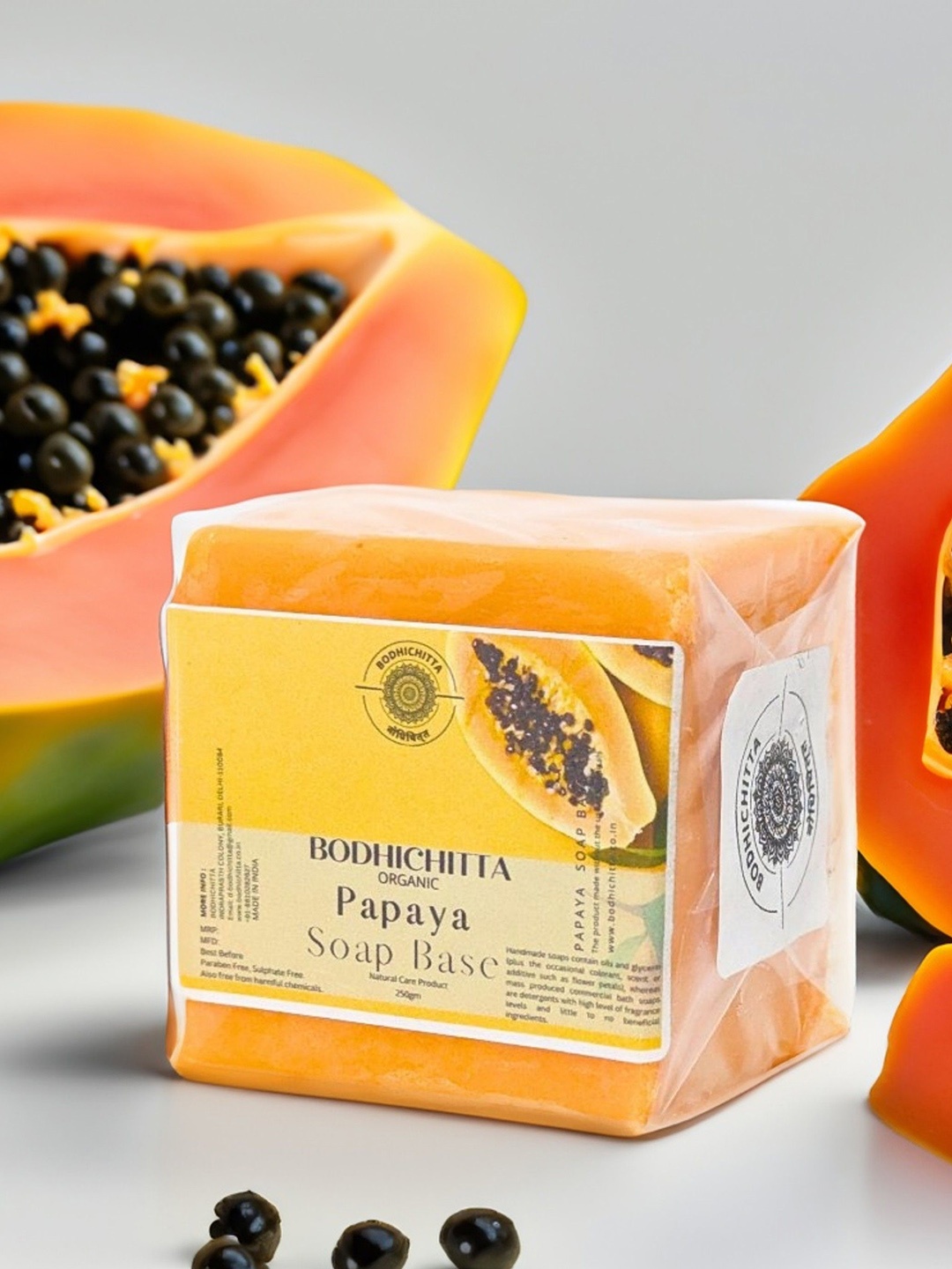 

Bodhichitta Organic Papaya Soap Base- 250gm, Orange