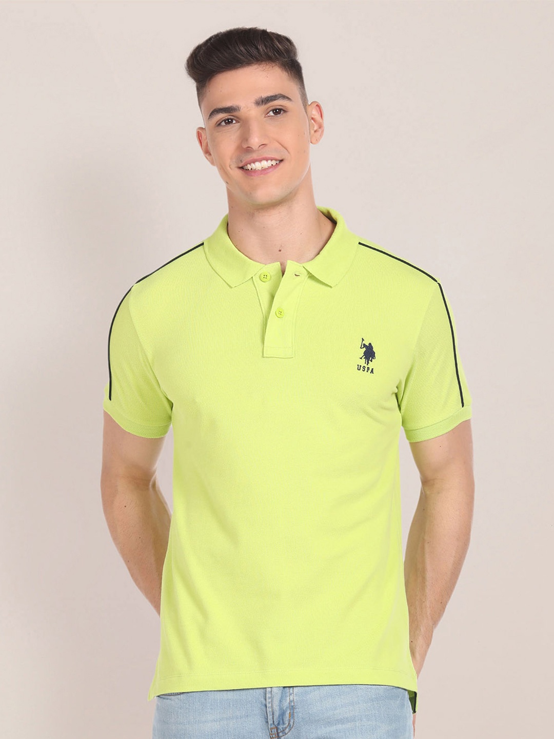 

U.S. Polo Assn. Slim Fit Polo Collar Pure Cotton Casual T-shirt, Green