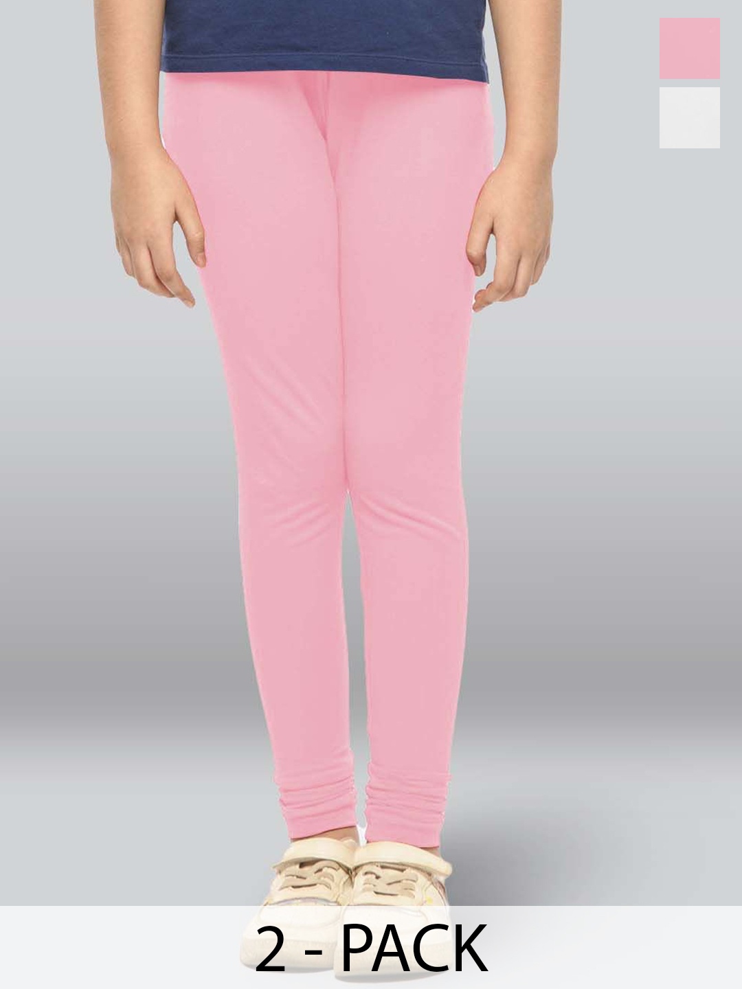 

LYRA Girls Pack Of 2 Cotton Ankle-Length Leggings, Pink