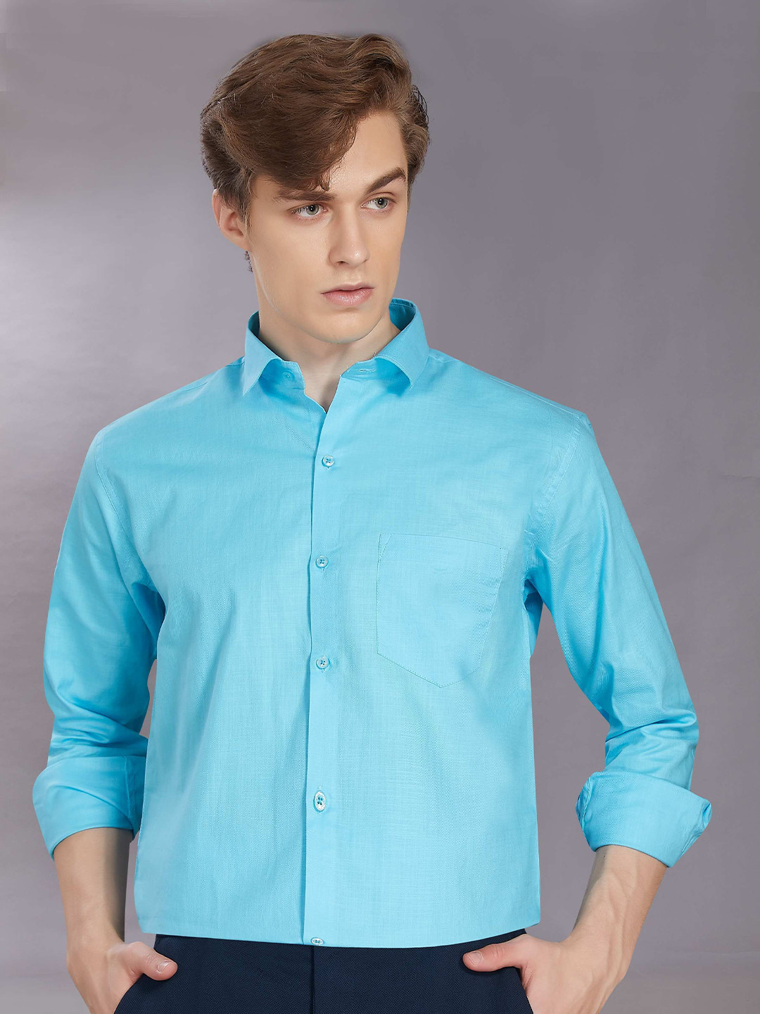 

DIVISIVE Men Club Slim Fit Opaque Casual Shirt, Blue