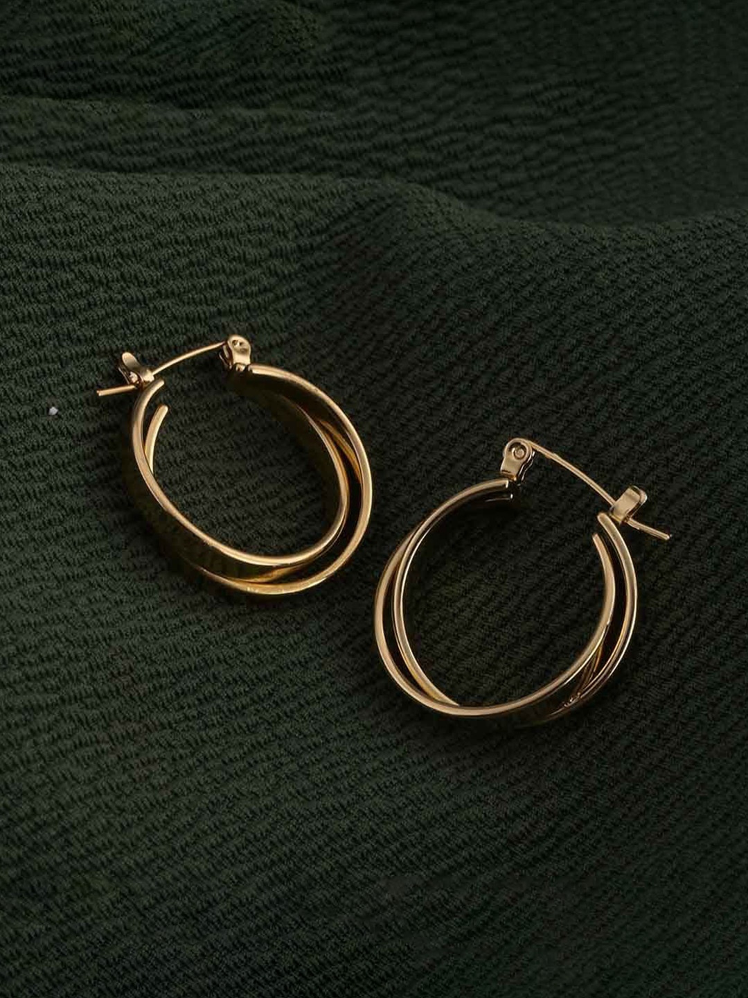 

PALMONAS Stainless Steel Gold Plated Circular Hoop Earrings