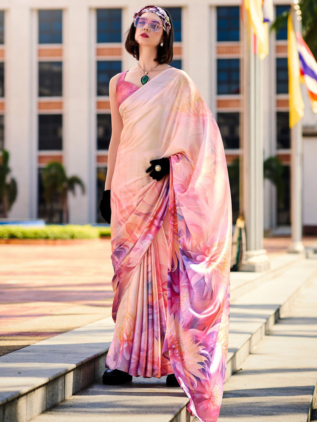 

Anouk Poly Crepe Saree, Pink