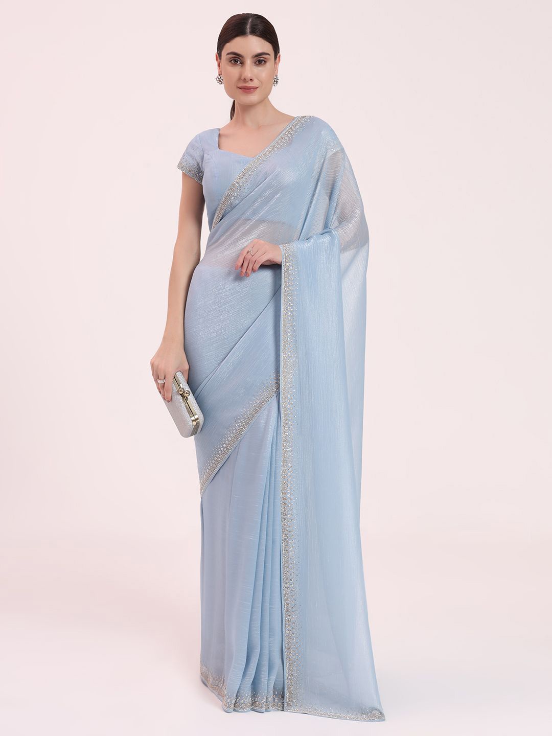 

FIORRA Beads and Stones Organza Saree, Blue