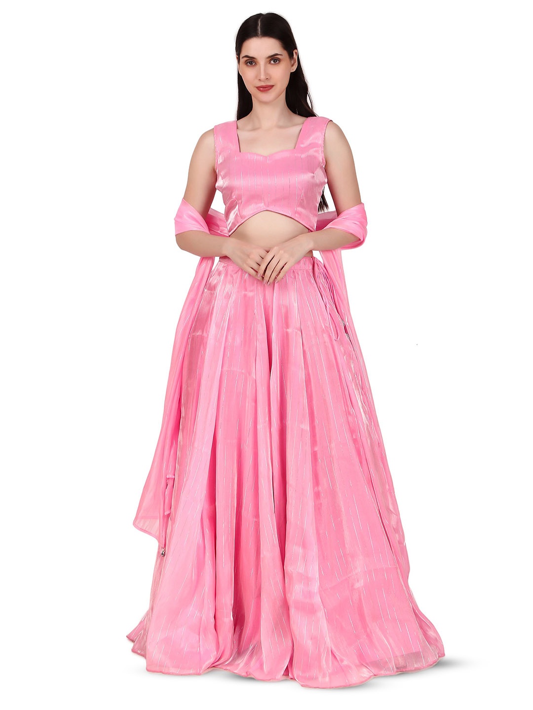 

Magnetism Woven Design Ready to Wear Lehenga & Unstitched Blouse With Dupatta, Pink