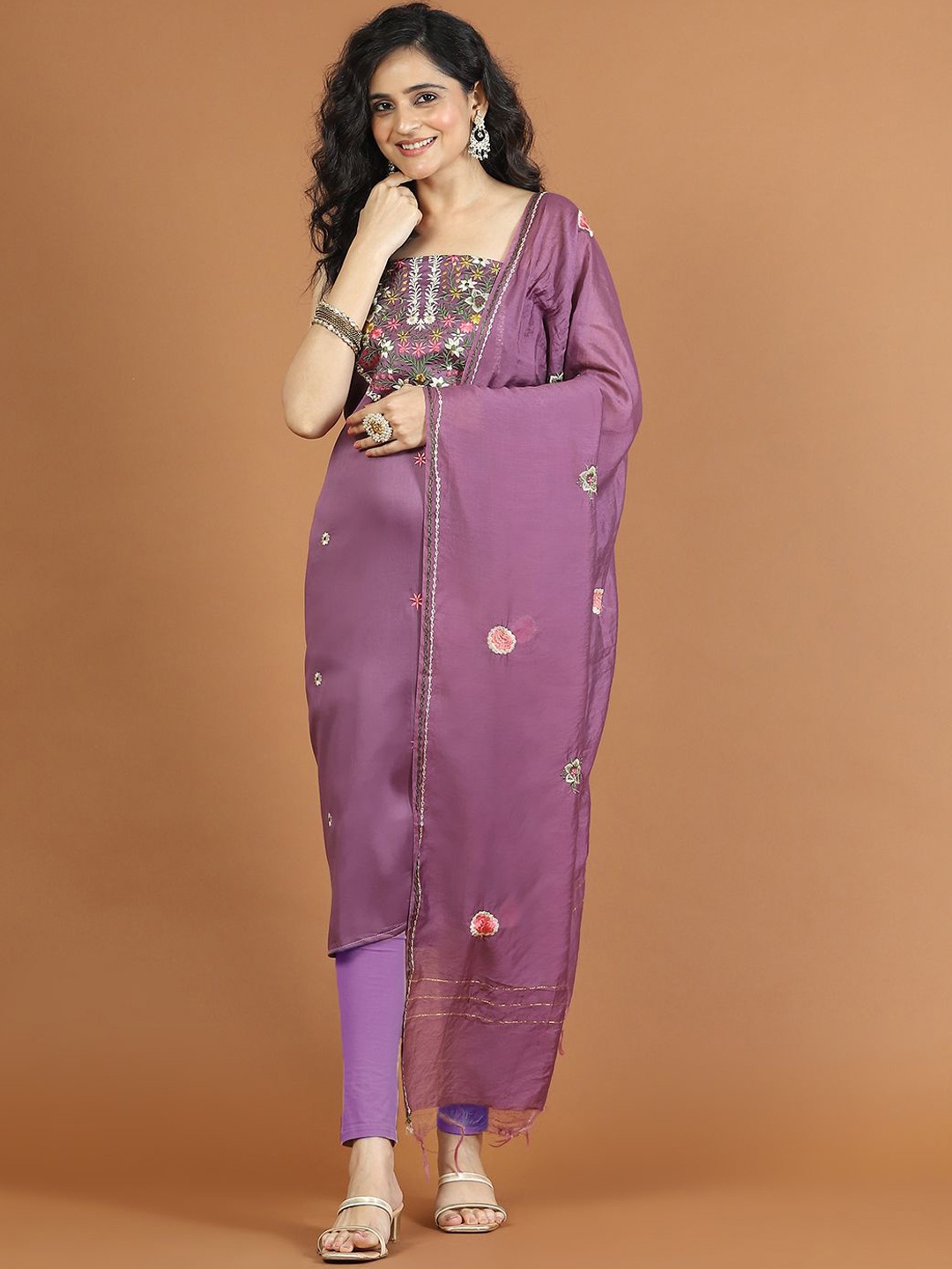 

Meena Bazaar Embroidered Unstitched Dress Material, Purple