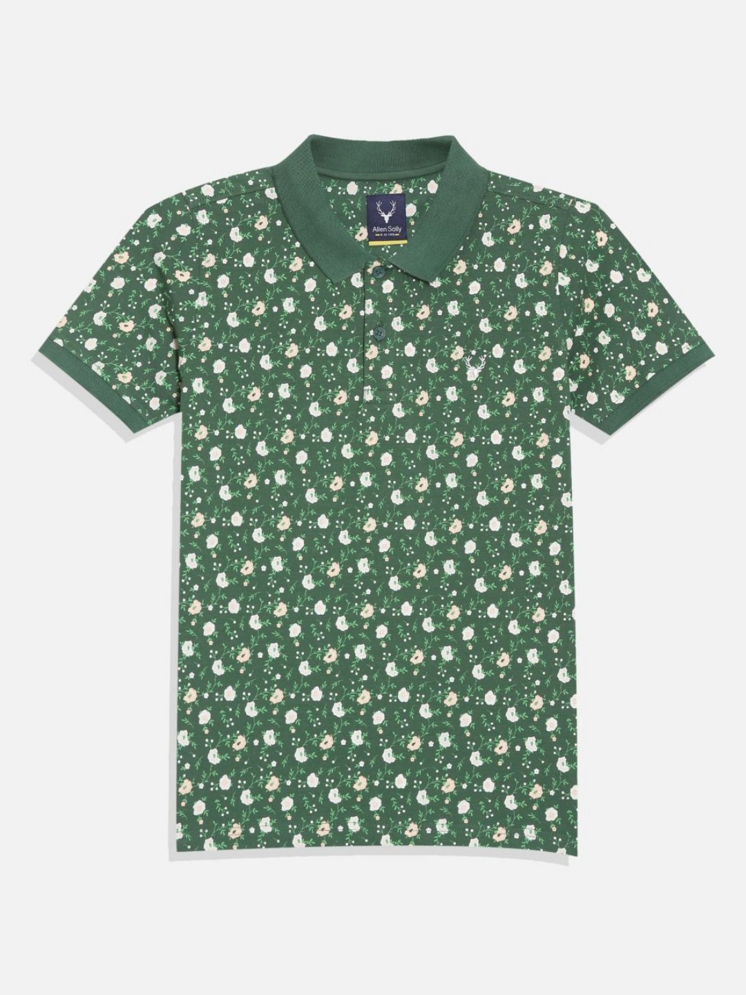 

Allen Solly Junior Boys Floral Printed Polo Collar Cotton T-shirt, Green