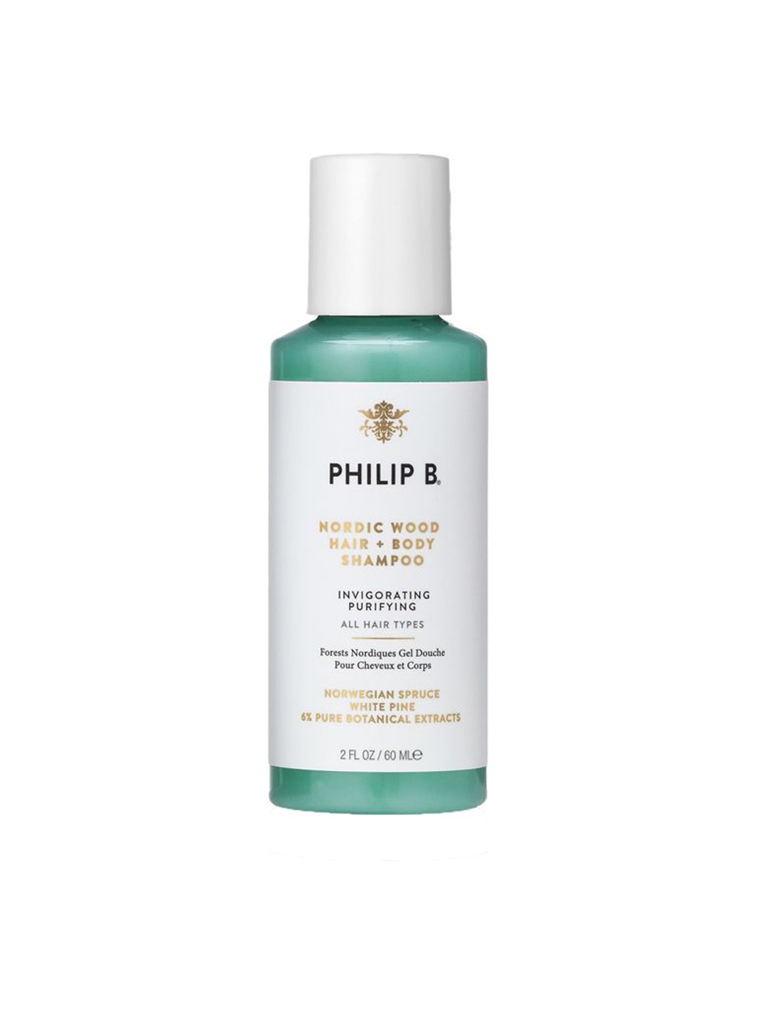 

Philip B Nordic Wood Hair & Body Shampoo-60ml, Green