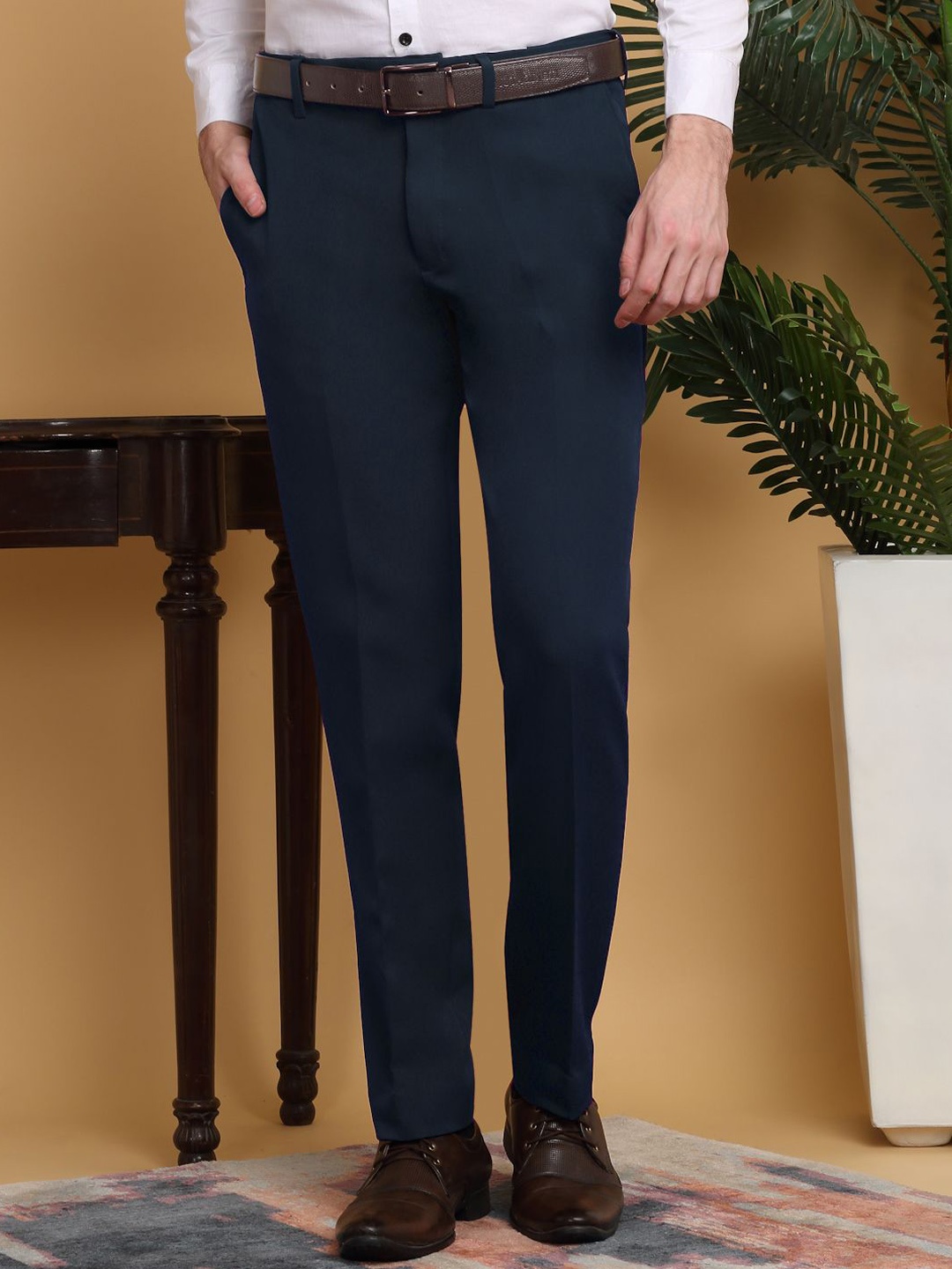 

KLOTTHE Men Slim Fit Mid-Rise Formal Trouser, Blue