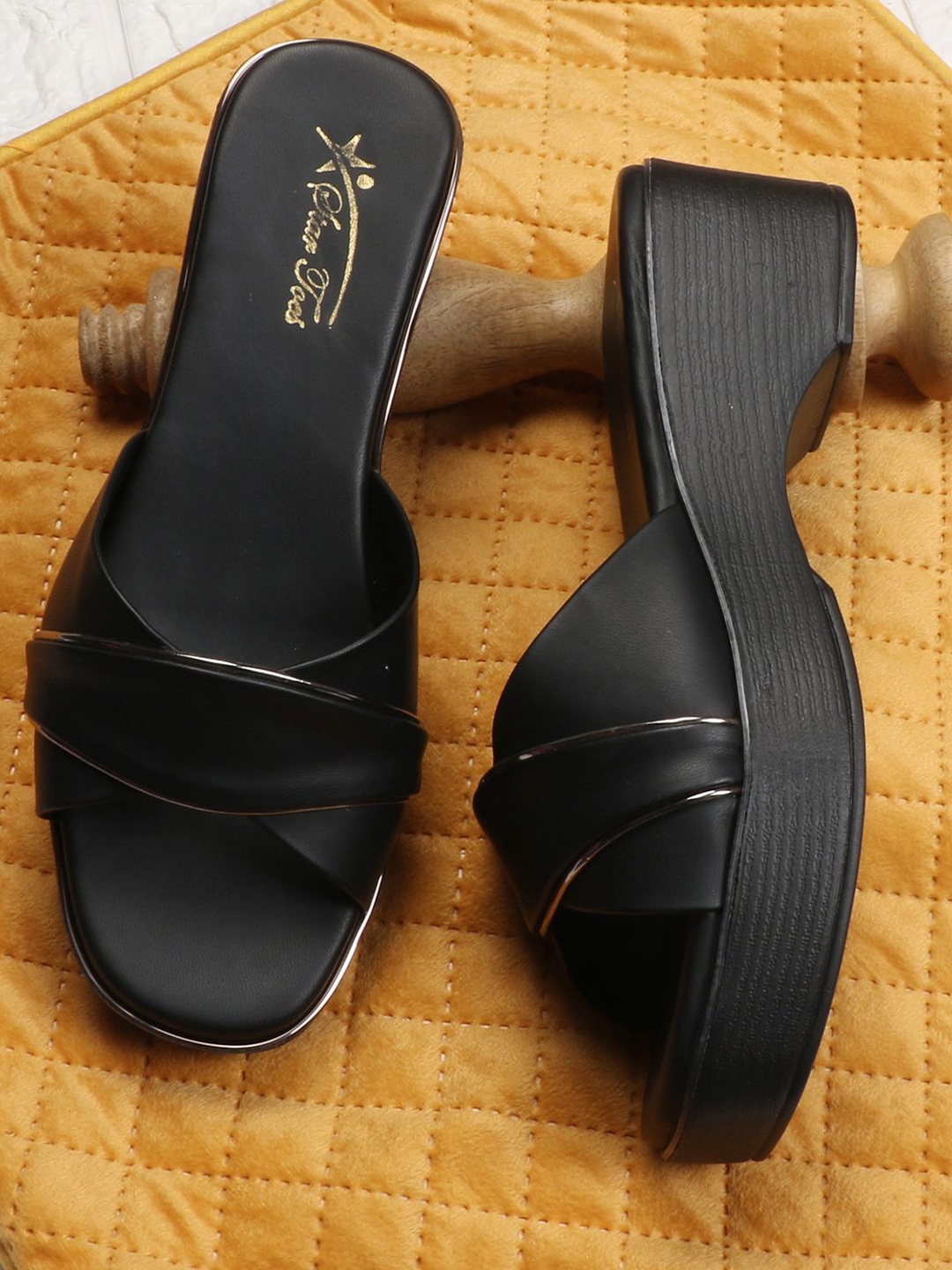

STARTOES Embellished Wedge Sandals, Black