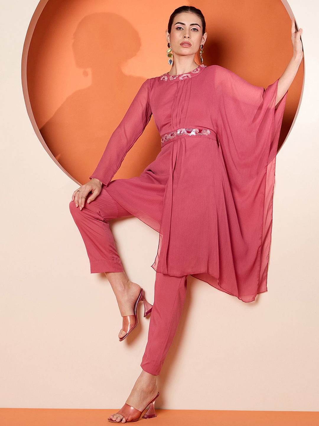 

Antheaa Embellished Tunic & Trouser Co-Ords, Pink