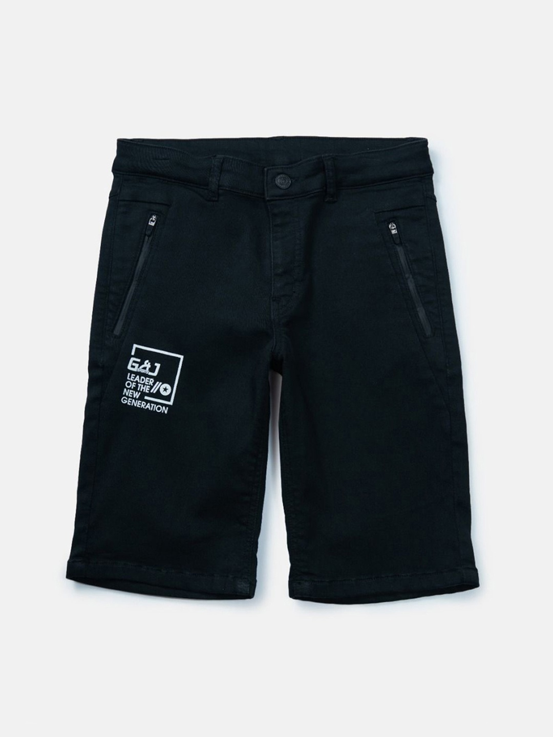 

Gini and Jony Boys Typography Printed Denim Shorts, Black