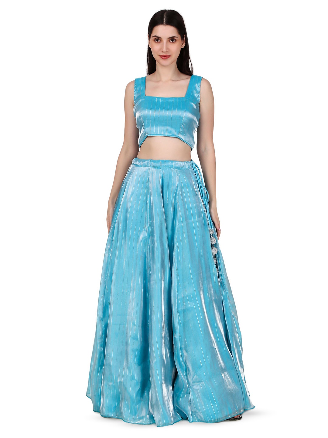 

Magnetism Woven Design Ready to Wear Lehenga & Unstitched Blouse With Dupatta, Blue