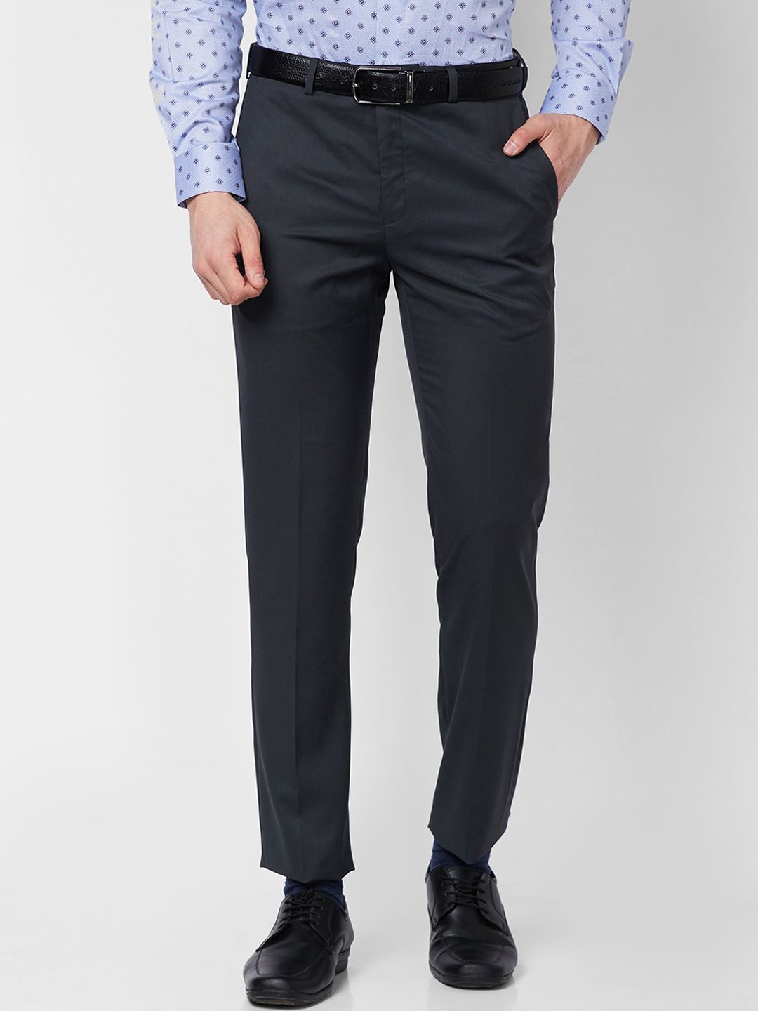 

Raymond Men Mid Rise Regular Fit Formal Trousers, Black