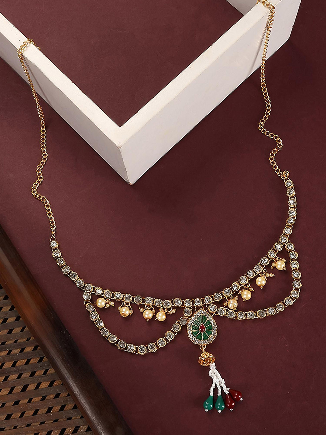 

ANIKAS CREATION Gold Plated American Diamond Studded Waist Chain