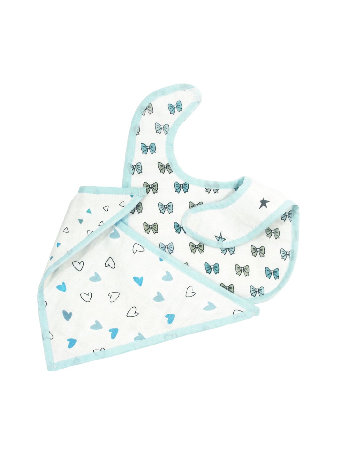 

The White Cradle Infant 2Pcs Printed Pure Cotton Feeding Bibs, Blue