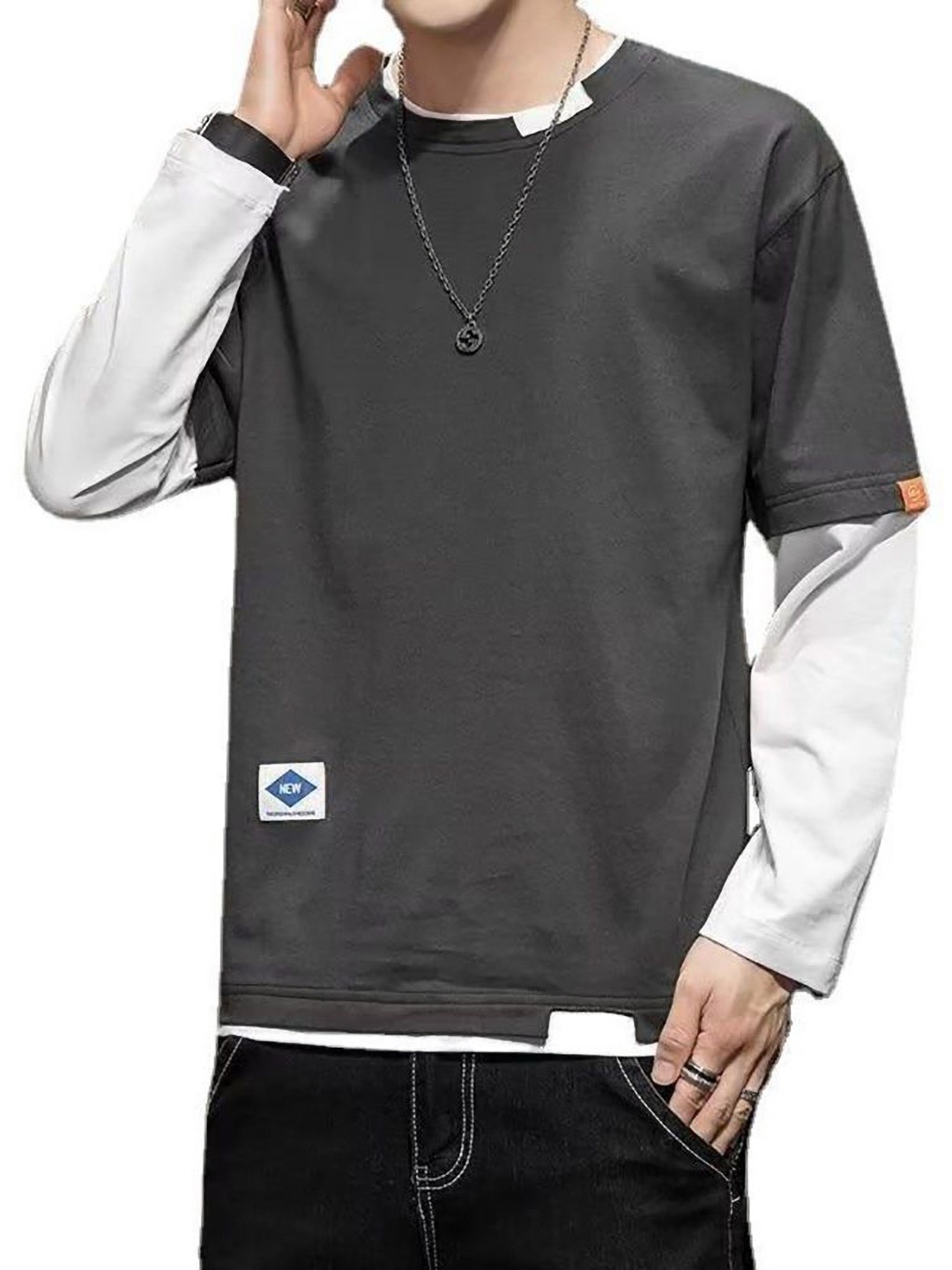 

StyleCast x Revolte Men Colourblocked T-shirt, Grey