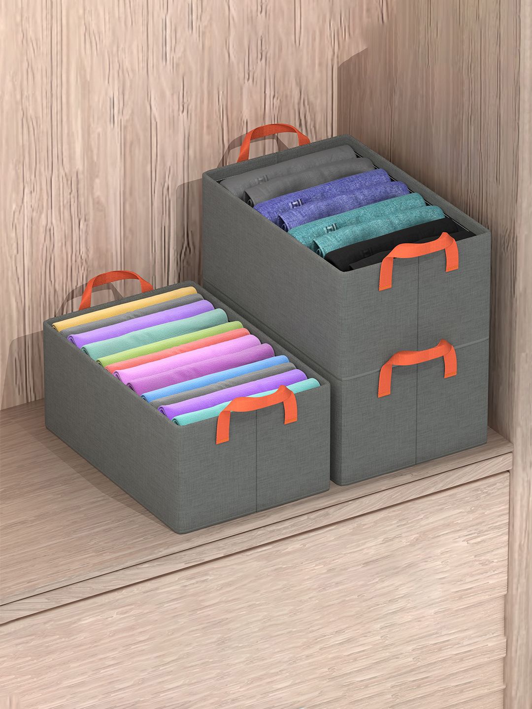 

Kuber Industries Grey 3 Pieces Drawer Organisers