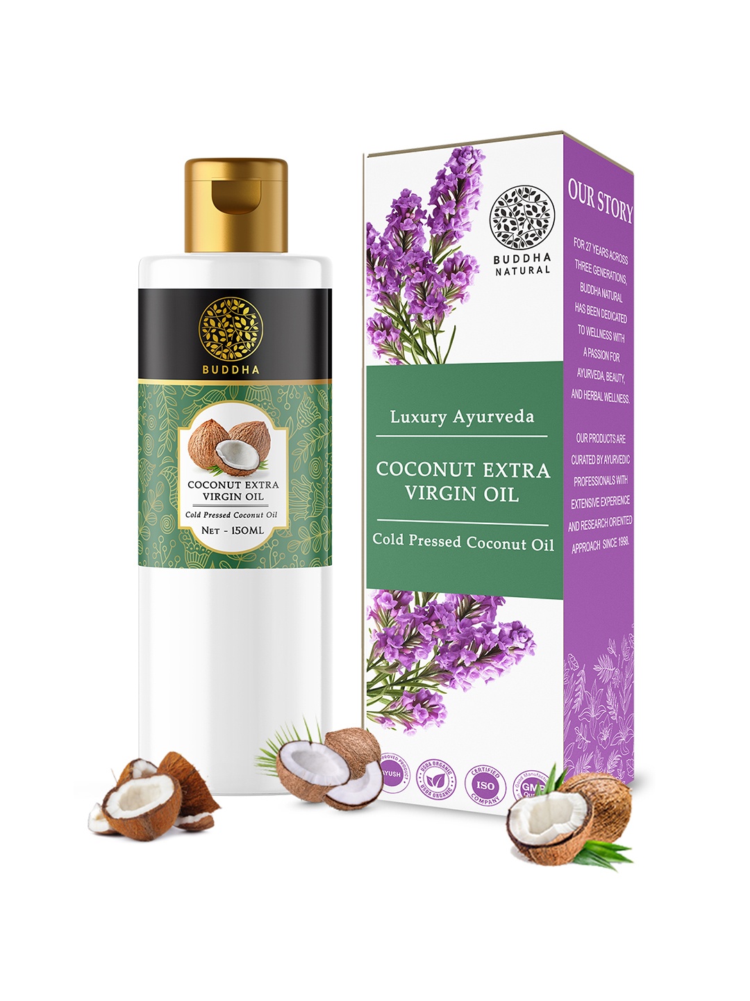 

BUDDHA NATURAL Extra Virgin Nourishing Coconut Oil For Skin & Hair-150ml, Gold