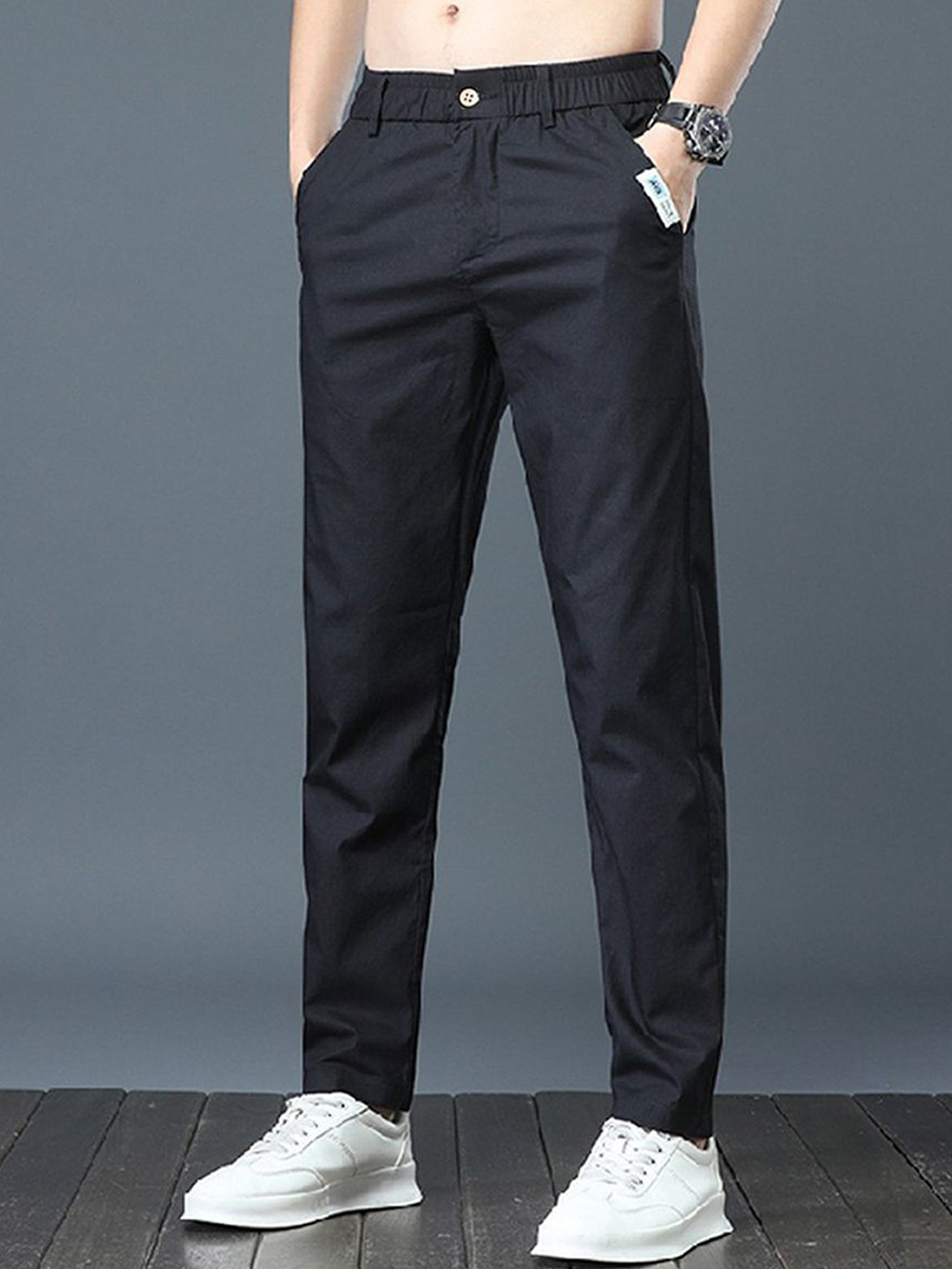 

StyleCast x Revolte Men Loose Fit Chinos Trousers, Black