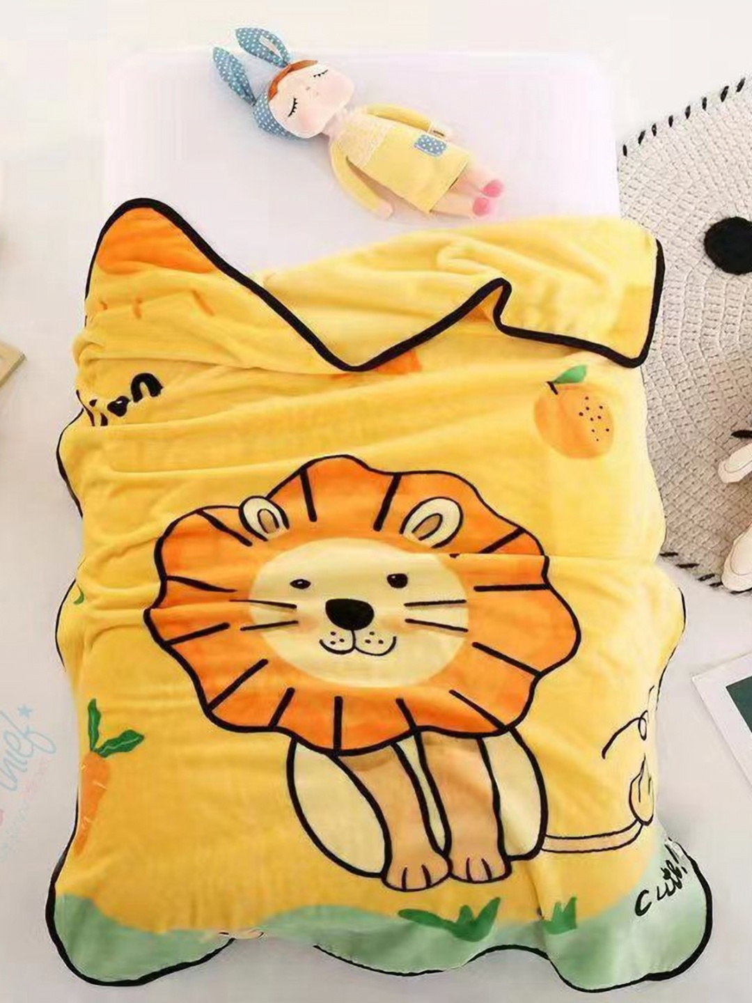 

Butterthief Yellow & Green Cartoon Characters AC Room 210 GSM Single Bed Blanket