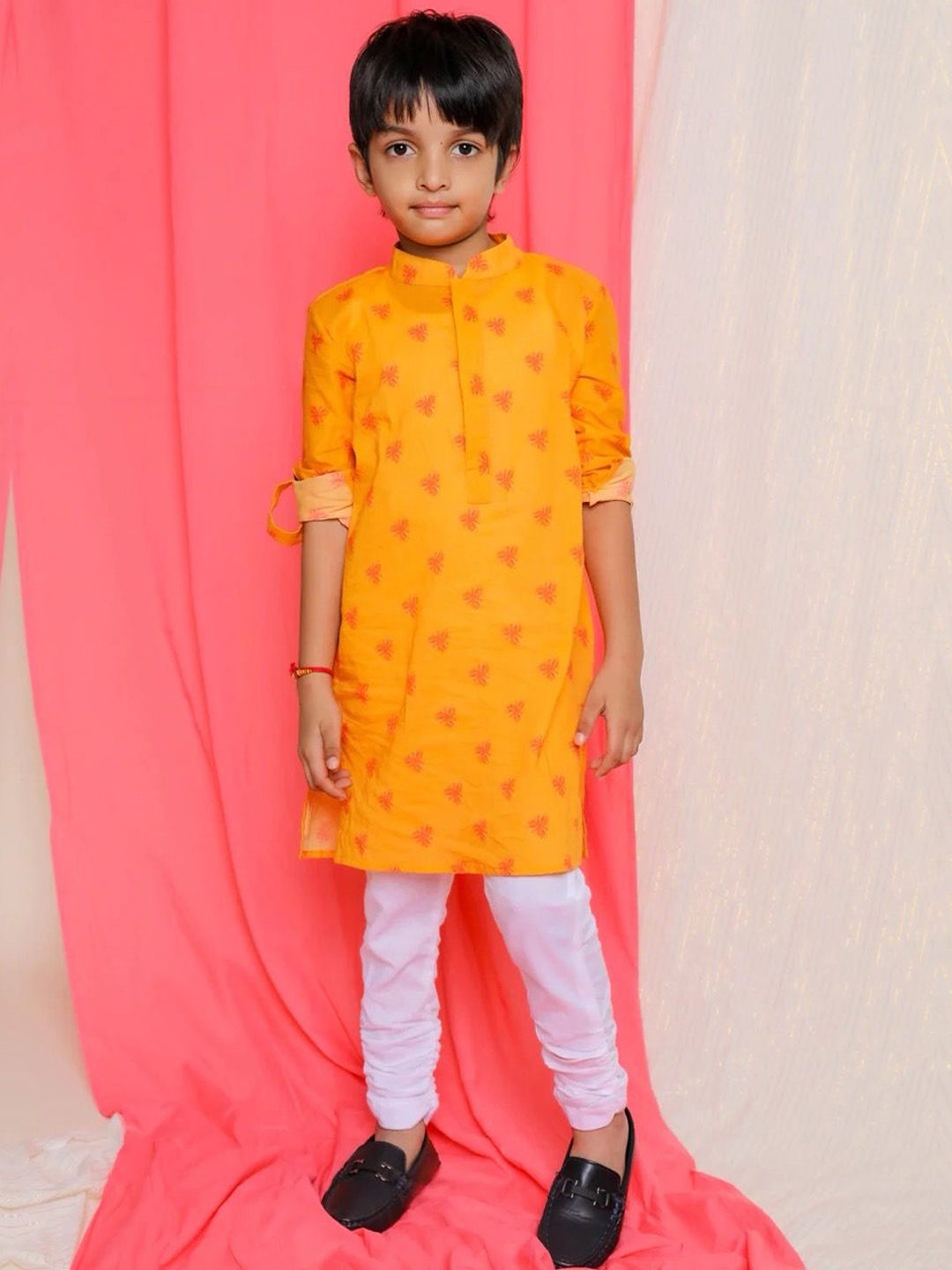 

Miko Lolo Boys Embroidered Kurta, Orange