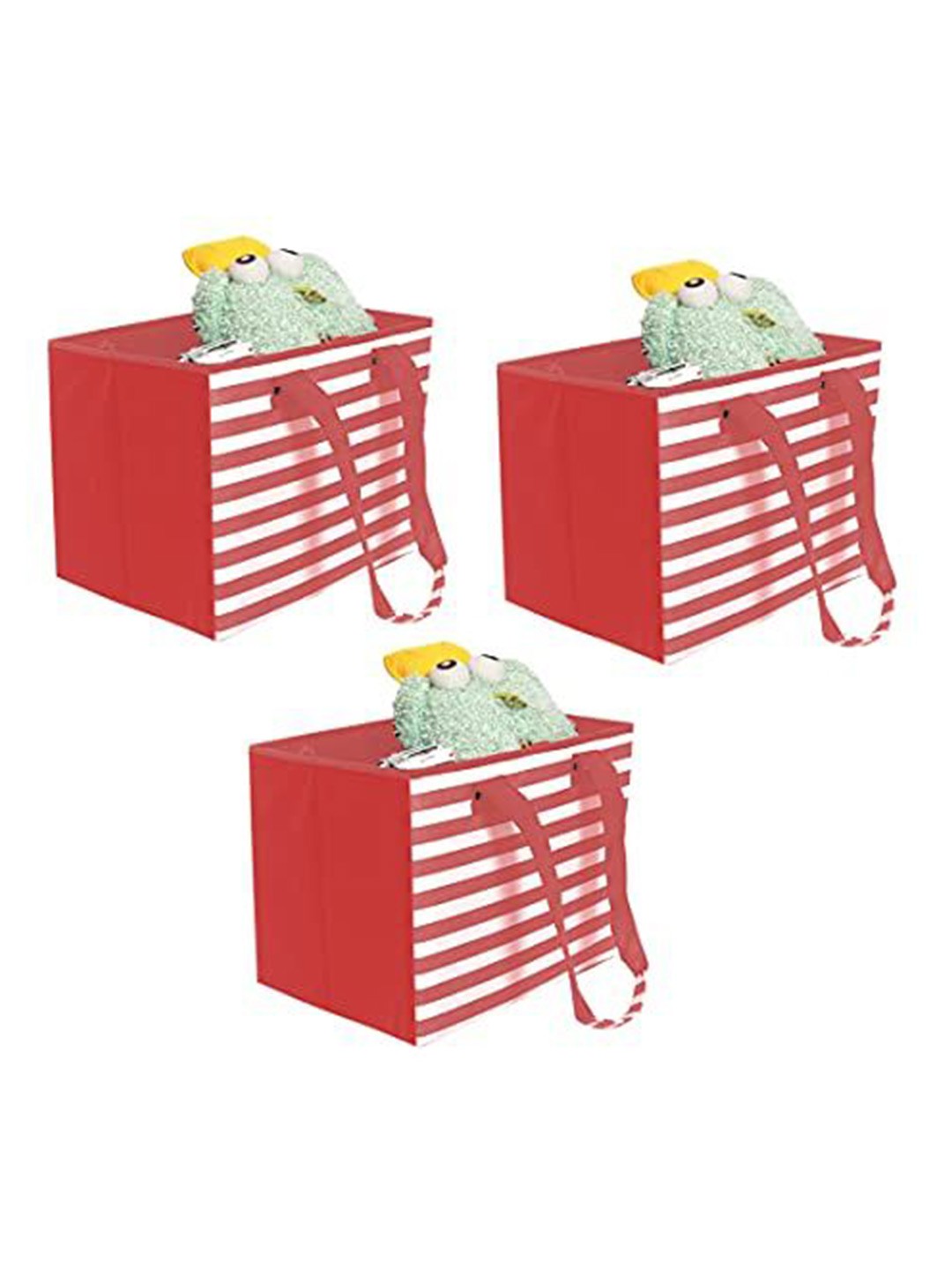 

prettykrafts Red & White 3 Pieces Printed Multi-Utility Organisers