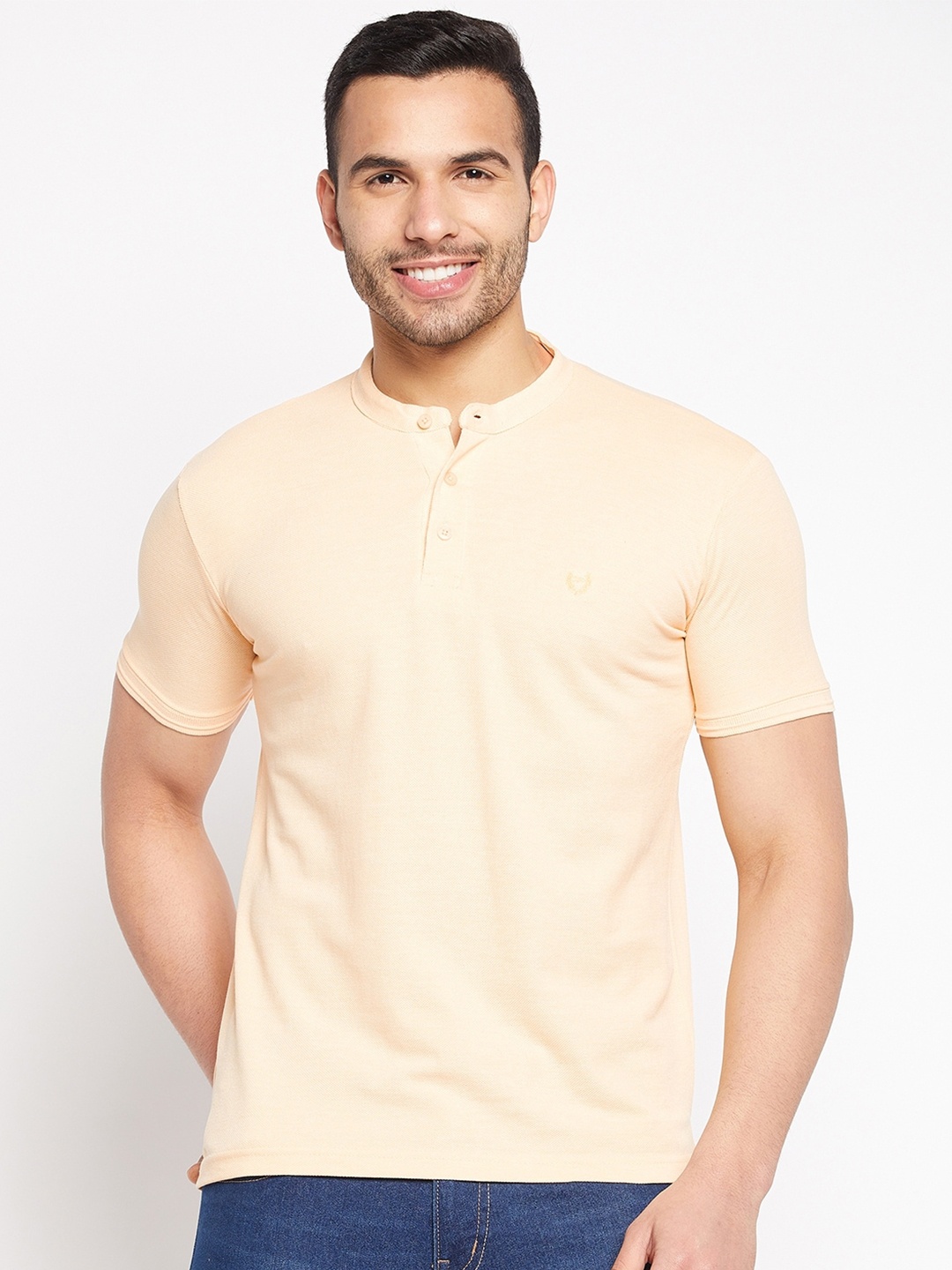 

Duke Henley Neck Slim Fit Cotton T-Shirt, Beige