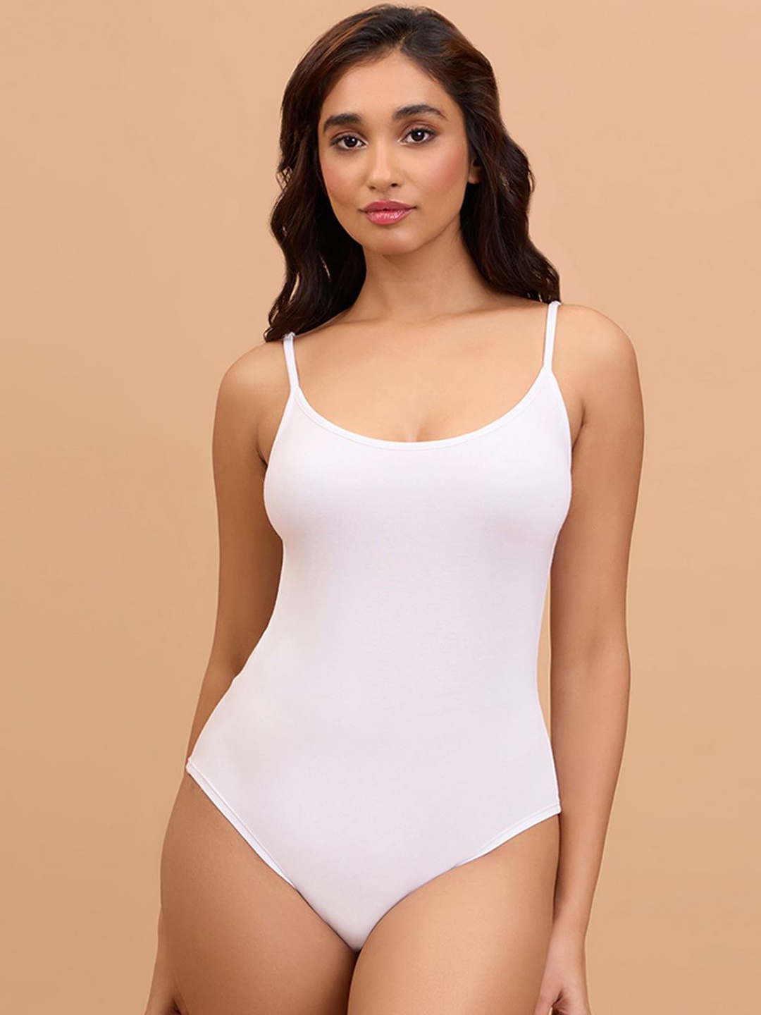 

Nykd Women Round Neck Cotton Bodysuit, White