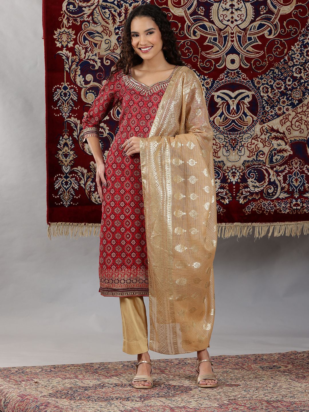 

AURELIA Printed Dupatta, Gold