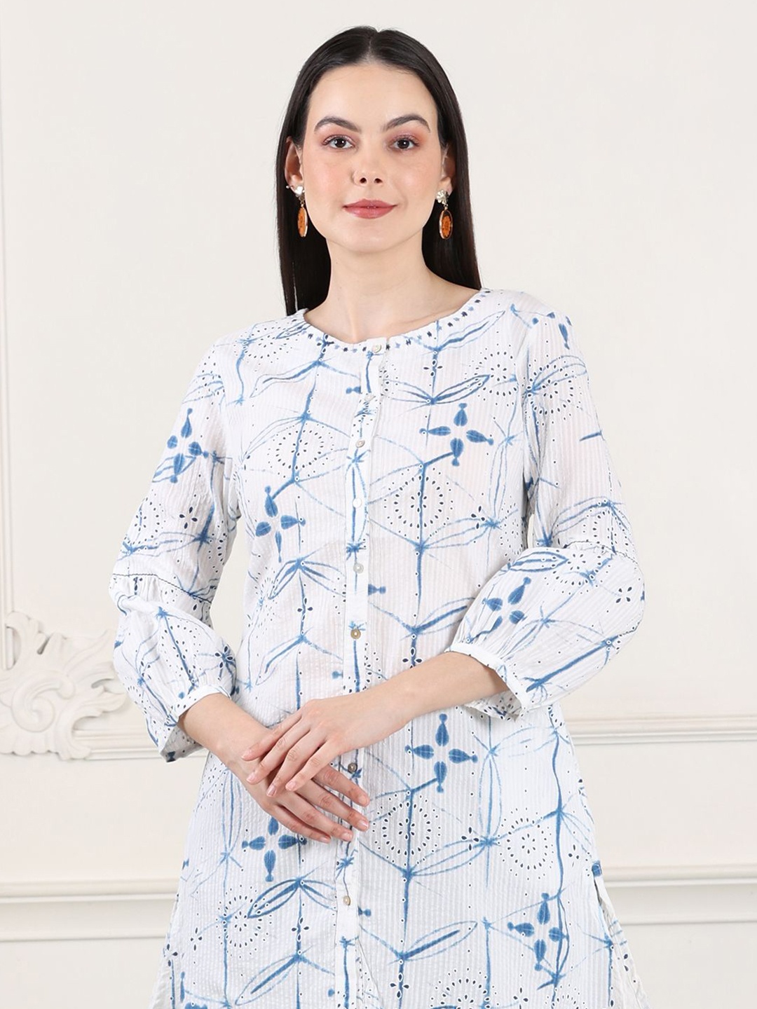 

W Printed Bohemian Tunic, White