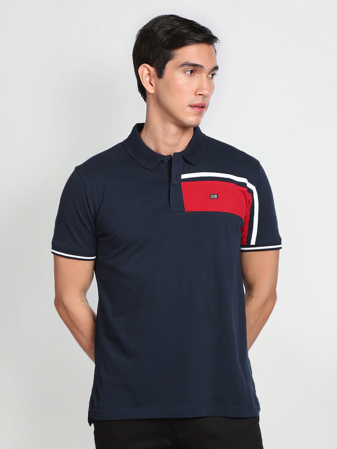 

Arrow Sport Polo Collar Mercerised Cotton Casual T-shirt, Navy blue