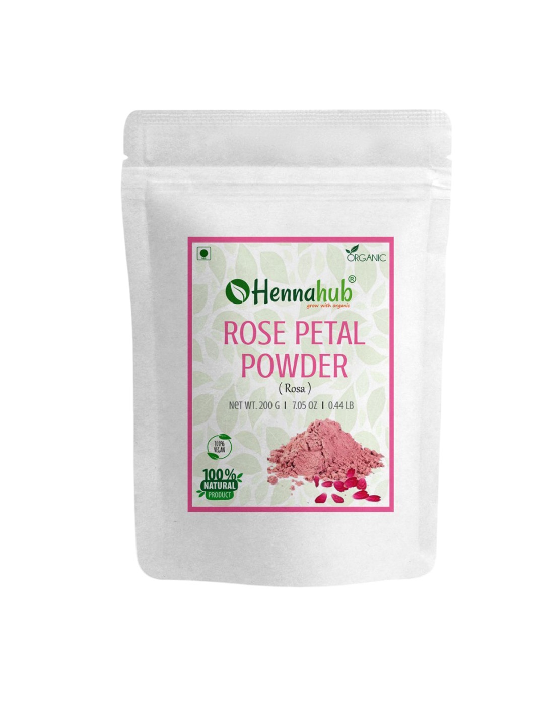 

HENNAHUB Pure Rose Powder For Natural Skin Toner & Glow Enhancer- 200g, Pink