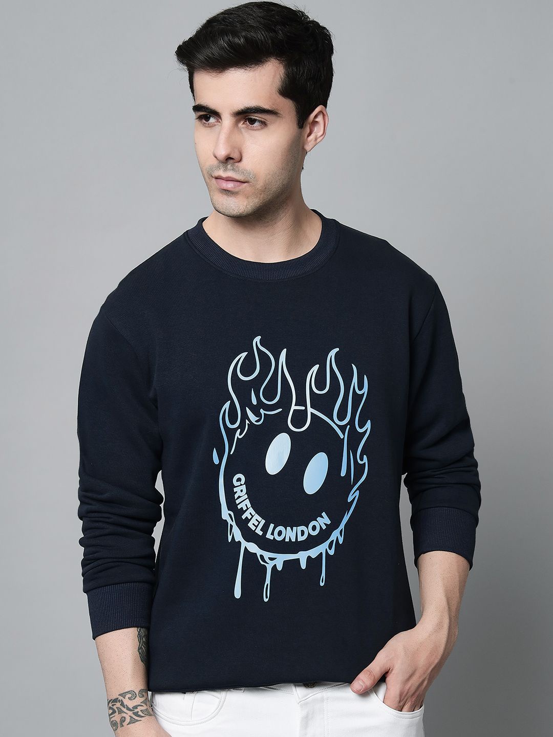 

GRIFFEL Men Printed Sweatshirt, Navy blue