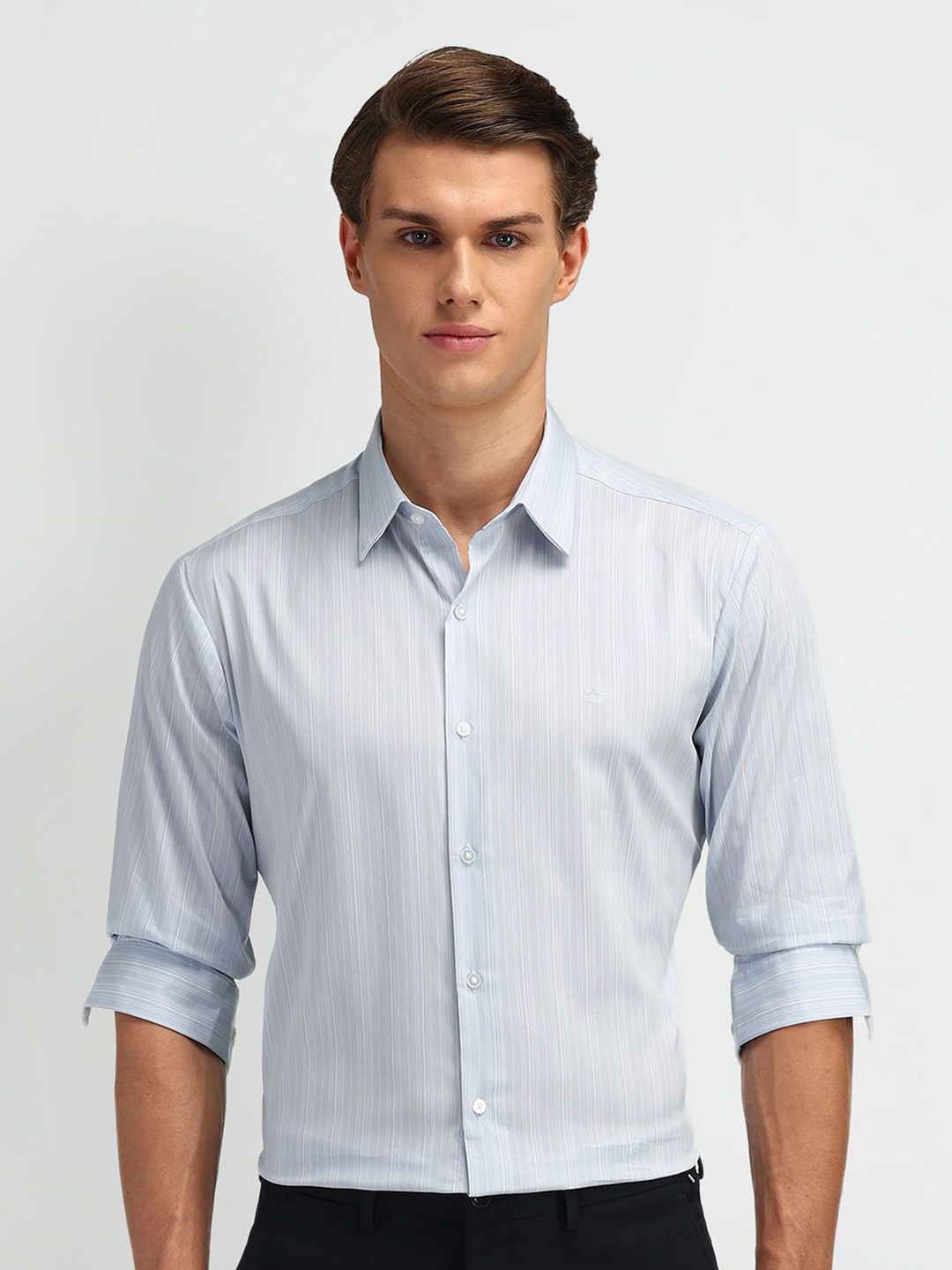 

Arrow New York Men Modern Slim Fit Pinstripes Opaque Striped Formal Shirt, Blue