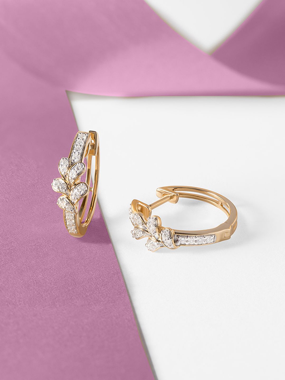 

Mia by Tanishq 14KT Gold Diamond Hoop Earrings