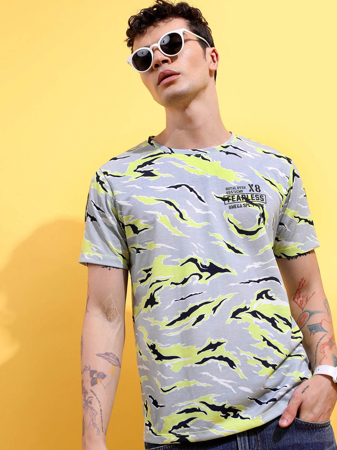 

KETCH Abstract Printed Relaxed Fit T-Shirt, Grey