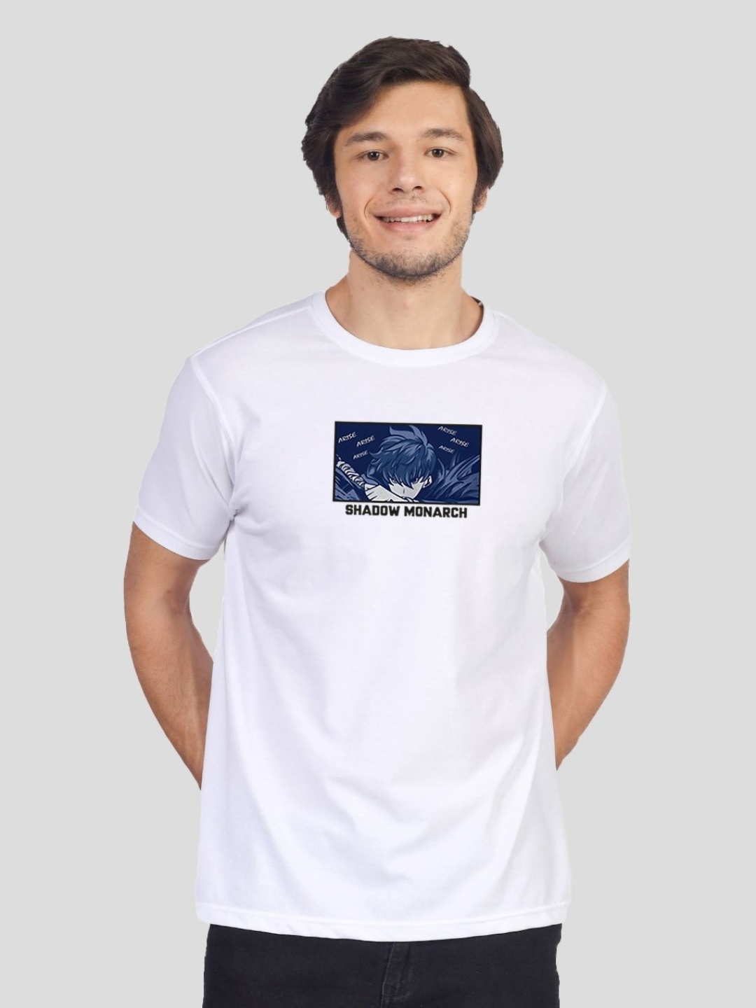 

Greylongg Men Graphic Printed Round Neck Cotton T-shirt, White
