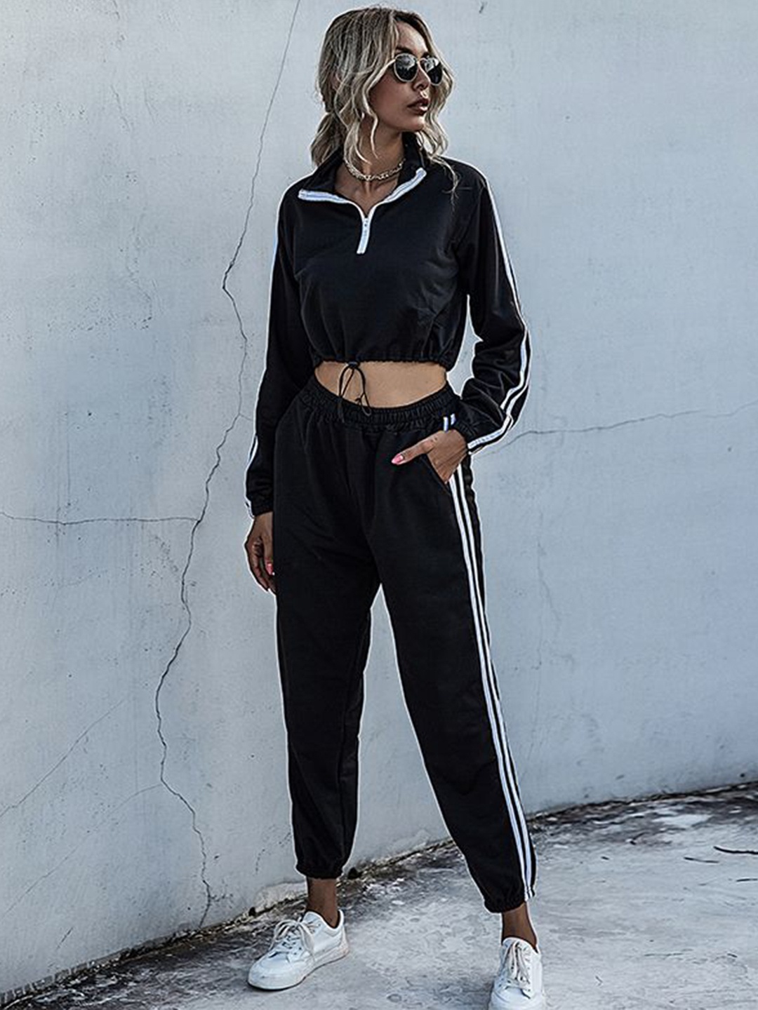 

HERE&NOW Black Shirt Collar Top & Joggers