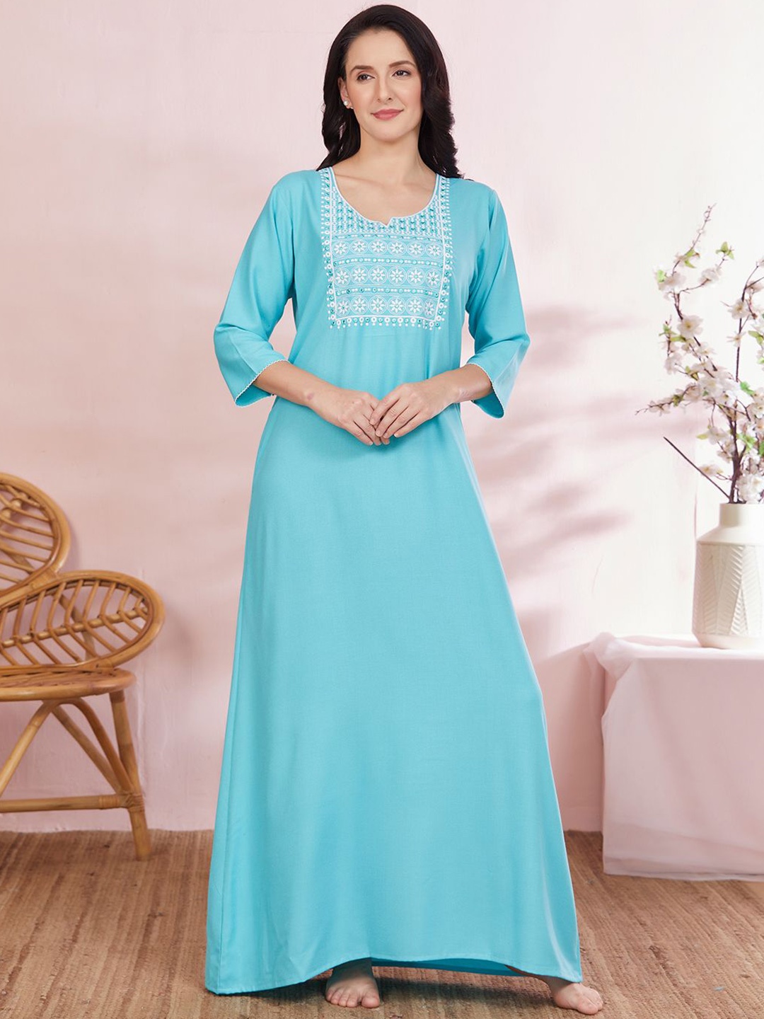 

Sand Dune Printed Maxi Nightdress, Sea green