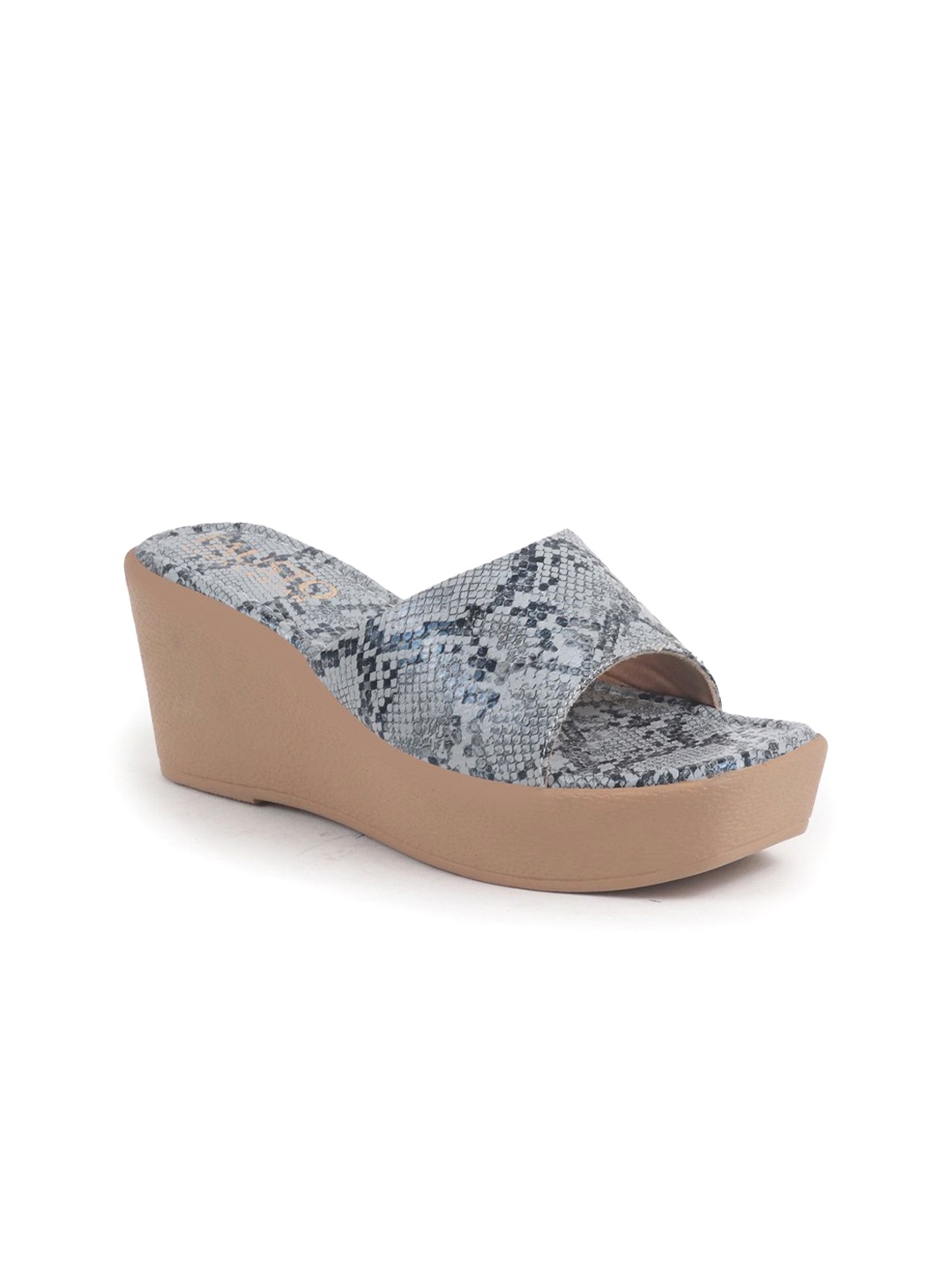 

FAUSTO Textured PU Platform Sandals, Grey