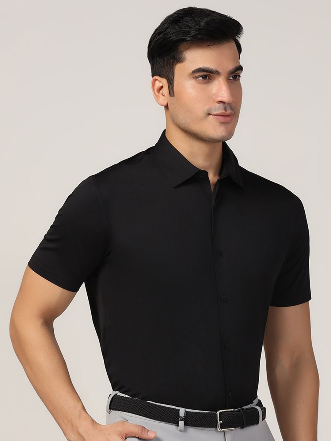 

Blackberrys Men Slim Fit Opaque Casual Shirt, Black