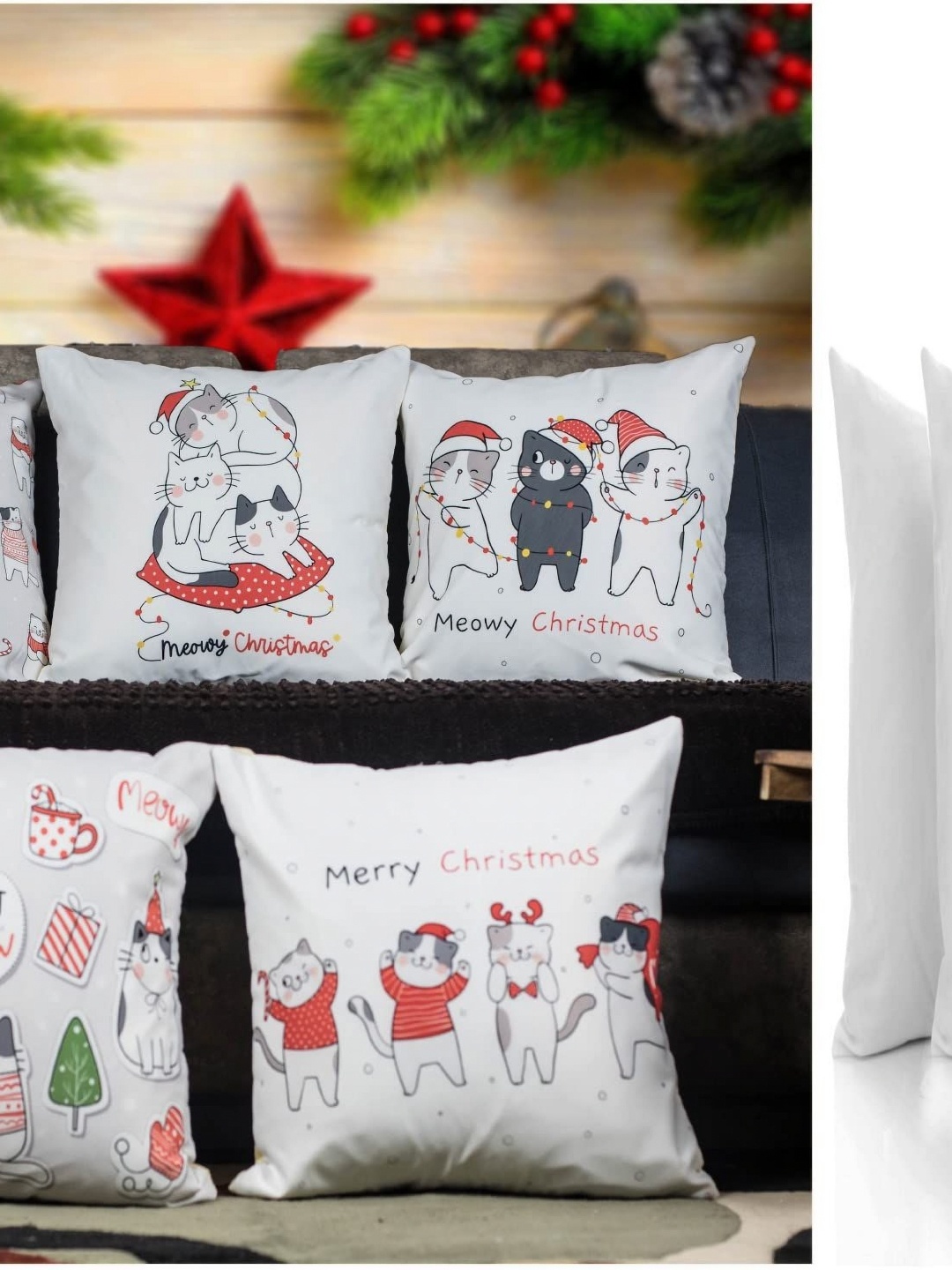 

Vendola Grey & Green 5 Pieces Cartoon Characters Satin Square Cushion Covers